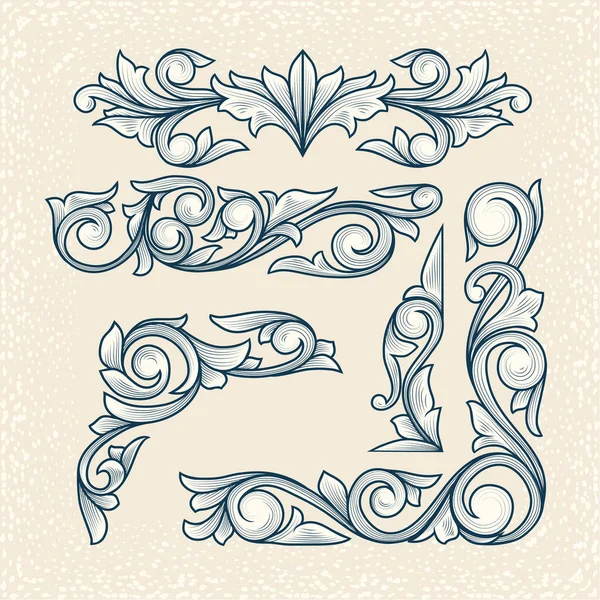 Vintage Decorative Floral Design Elements — Stock Vector