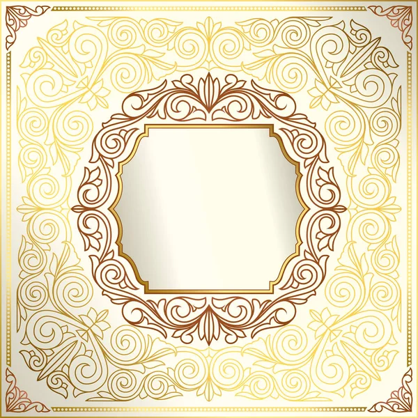 Ouro Ornamentado Decorativo Vintage Cartão Branco — Vetor de Stock