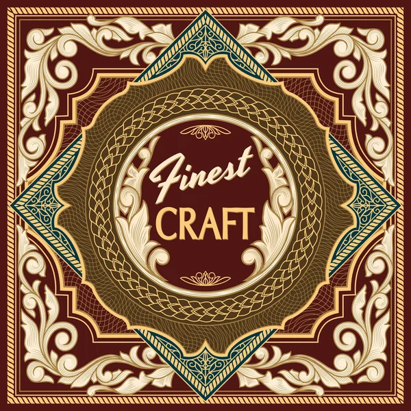 Design Etiquetas Ornamentado Decorativo Vintage Com Artesanato Texto Fino — Vetor de Stock