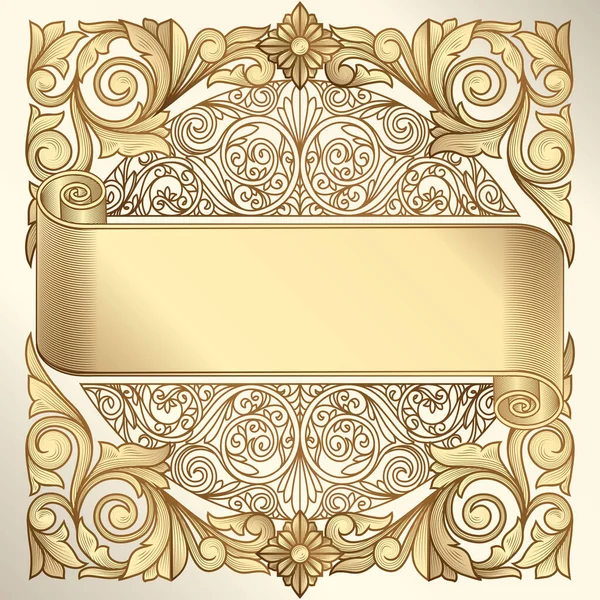 Gouden Sierlijke Vintage Design — Stockvector