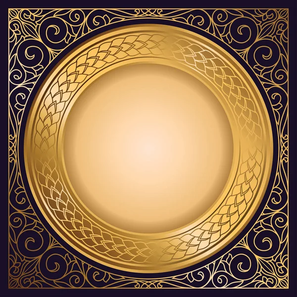 Golden Ornate Decorative Blank Frame — Stock Vector