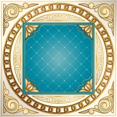 Altın dekoratif vintage tasarım, vektör, illüstrasyon