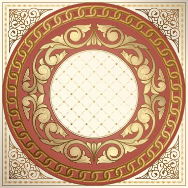 Altın dekoratif vintage, vektör, illüstrasyon