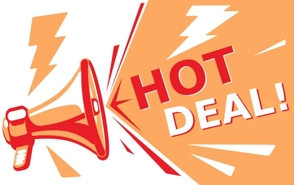 Sinal Publicidade Com Megafone Texto Hot Deal —  Vetores de Stock
