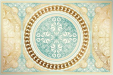 Altın dekoratif vintage tasarım, vektör, illüstrasyon