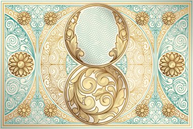 Altın dekoratif vintage tasarım, vektör, illüstrasyon