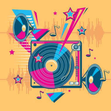 Pikablı dekoratif müzik tasarım kartı