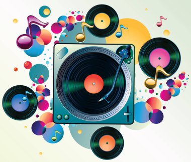 Plak platformlu renkli müzik tasarım kartı