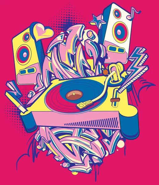 Funky Platine Flèches Graffiti Design Musical — Image vectorielle