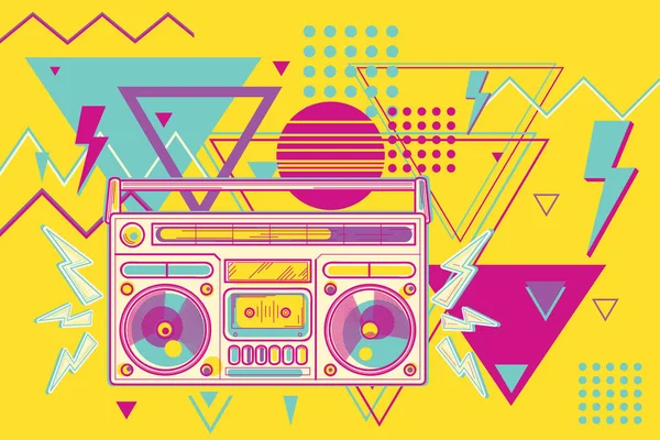 80 'lerin disko renkli müzik tasarımı - boombox