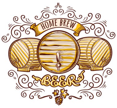 Ev yapımı bira fabrikası dekoratif amblemi.