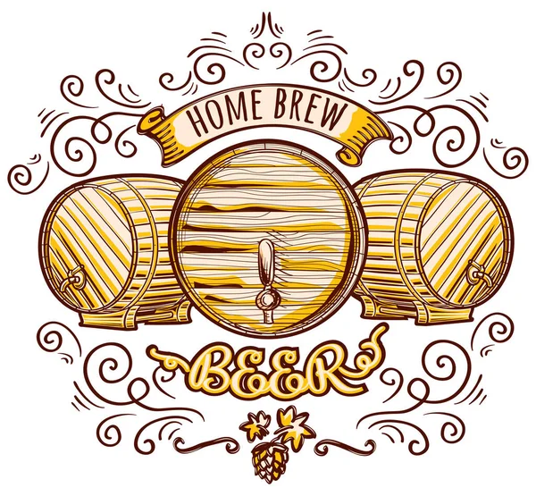Ev yapımı bira fabrikası dekoratif amblemi.