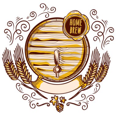 Ev yapımı bira fabrikası dekoratif amblemi.