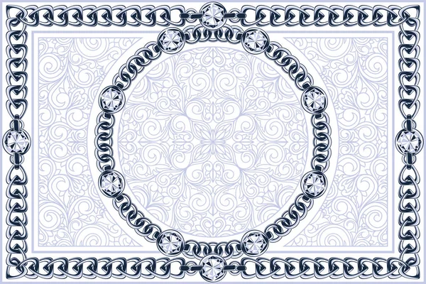 Декоративний Орнаментальний Дизайн Ланцюжками Діамантами — стоковий вектор
