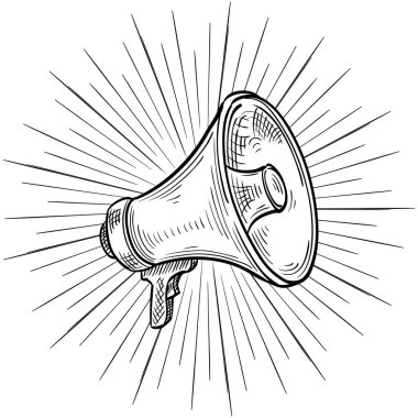  Tek renkli karalama megafon reklam levhası çizdi