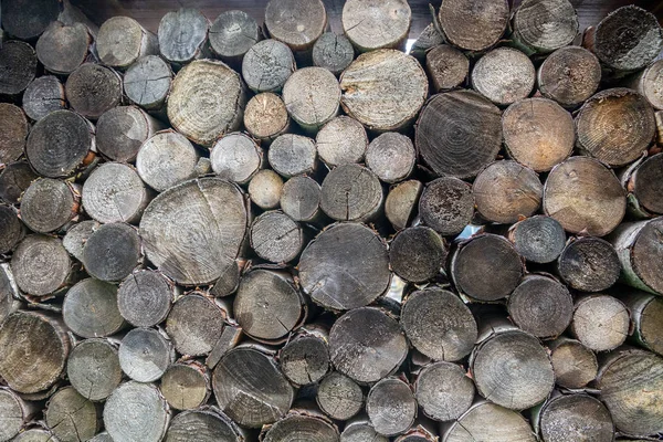 Fondo de tronco de madera de teca redonda, vista de troncos de madera Imágenes De Stock Sin Royalties Gratis