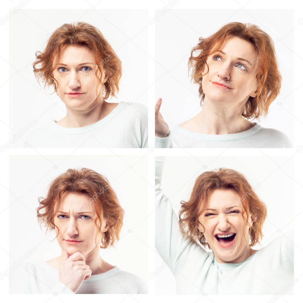 Collage of woman showing different emotions