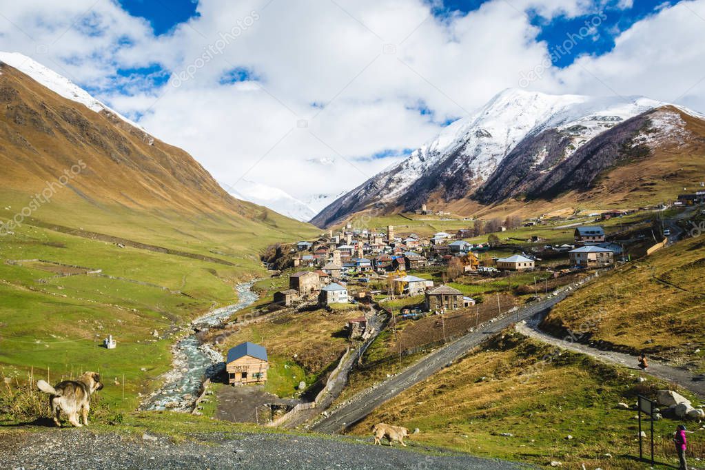 Aged historical village in beautiful mountain range