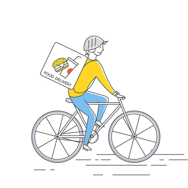 Courrier sur les aliments à bicyclette . — Image vectorielle