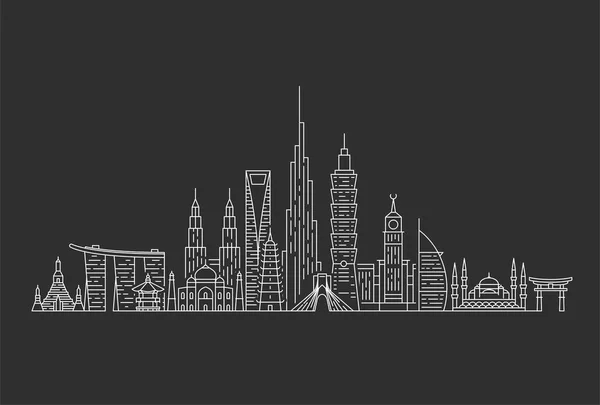 Skyline de Asia. Viajes y turismo . — Vector de stock