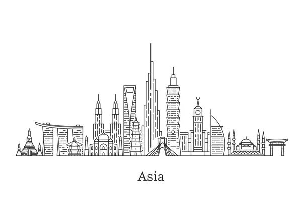 Skyline dell'Asia. Viaggio e turismo . — Vettoriale Stock