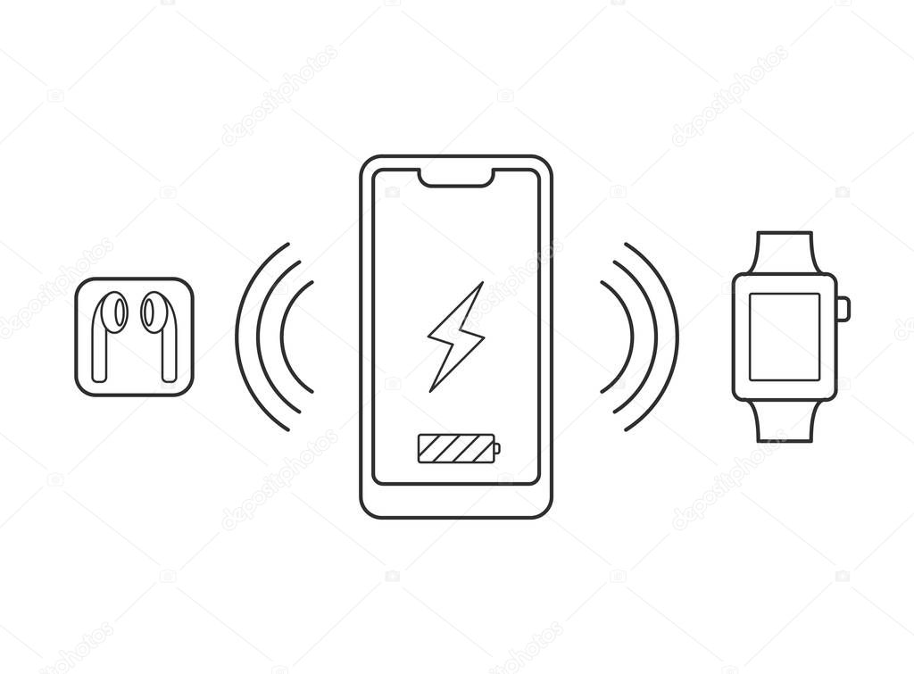 Smartphone wireless charging icon.