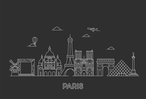 Silueta de vector de París. — Vector de stock