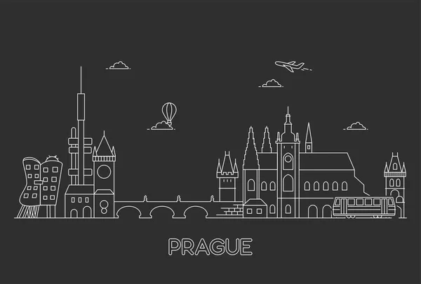 Skyline de Praga, República Checa . — Vector de stock