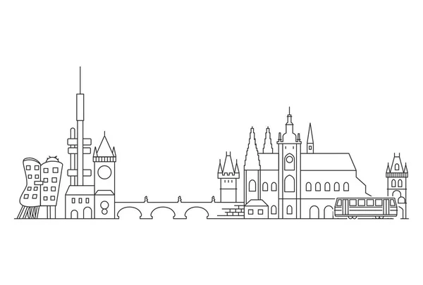 Skyline de Praga, República Checa . — Vector de stock