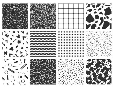 Collection of retro memphis patterns clipart