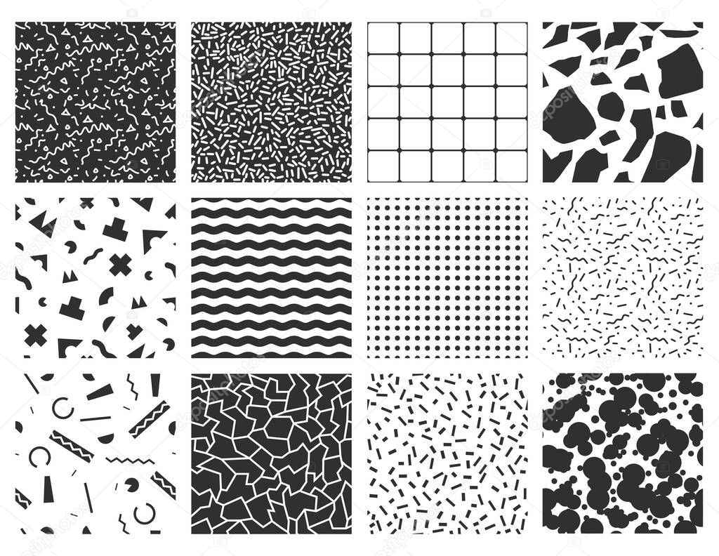 Collection of retro memphis patterns