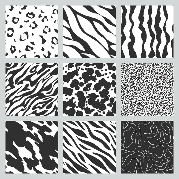 Abstract hand drawn seamless patterns set. — Stock Vector