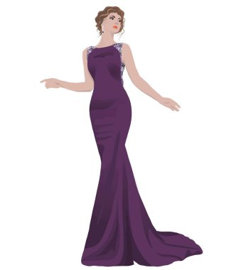 Moda elbisesi giymiş güzel kız.