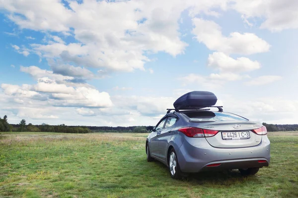 Gomel Bielorrusia Agosto 2019 Hermoso Coche Limpio Plata Hyundai Elantra Fotos de stock