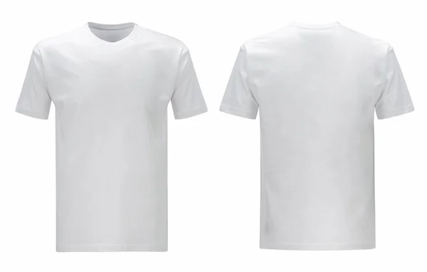 Front Back Views White Shirt Isolated White Background Regular Style Стоковая Картинка