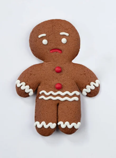 Gingerbread Classic Cookie Sad Men Isolated — Stock Photo, Image