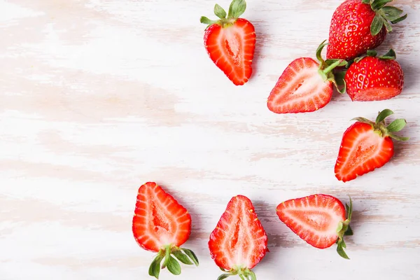 Fresa Fresca Madura Escritorio Blanco Frutas Cerca — Foto de Stock