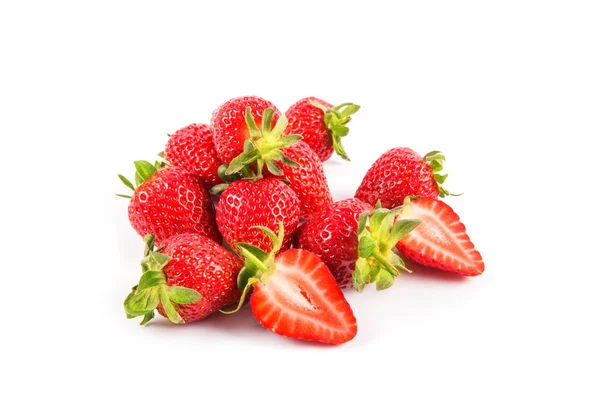 Fraise Fraîche Mûre Isolée Sur Fond Blanc Fruits Gros Plan — Photo