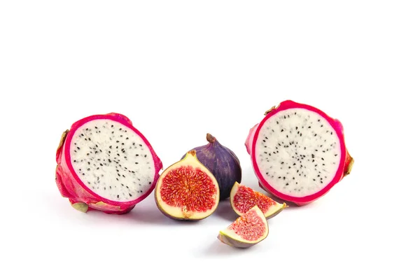 Pitahaya Fresca Madura Aislada Sobre Fondo Blanco Frutas Alimenticias — Foto de Stock