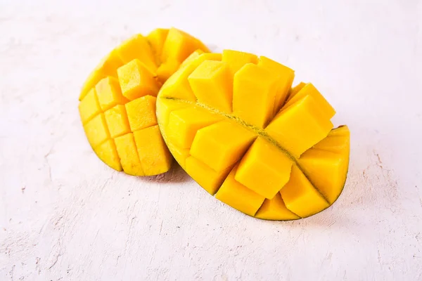 Mango Fresco Maduro Cerca Ingredientes Concepto Salud — Foto de Stock