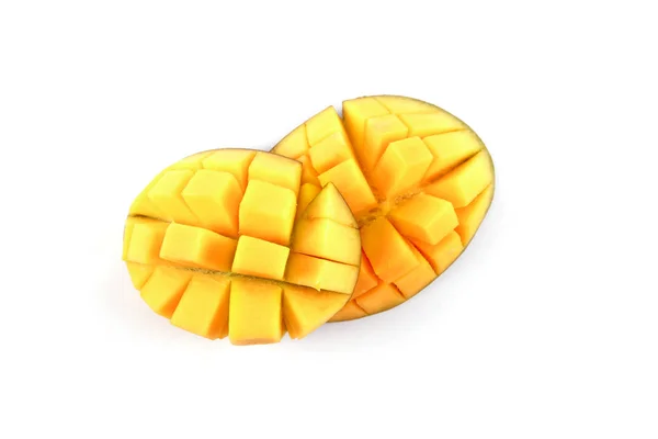 Rijpe Verse Mango Geïsoleerd Een Witte Achtergrond Voedingsmiddelen Nieuwe Voedselingrediënten — Stockfoto