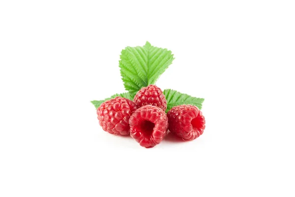 Framboise Avec Des Feuilles Isolées Sur Fond Blanc Des Fruits — Photo