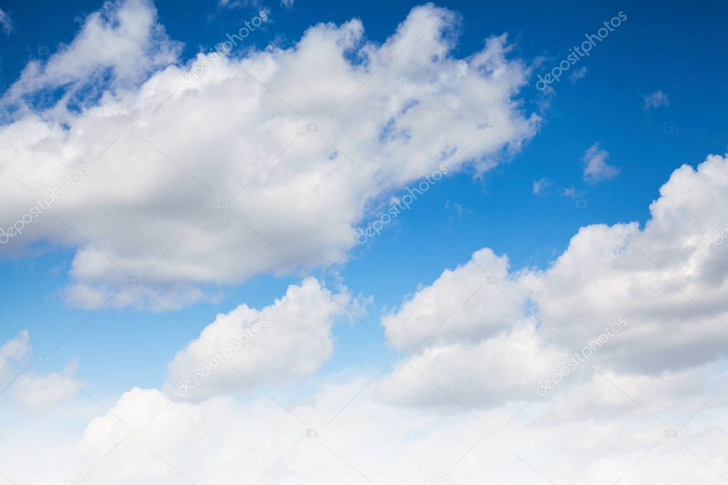 Blue sky with white clouds. Nature background