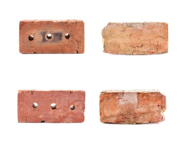 Eski beyaz arka plan üzerinde izole tuğla ayarla