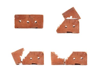 Eski beyaz arka plan üzerinde izole tuğla ayarla