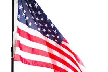 Amerikan bayrağı beyaz arka plan üzerinde izole. Nesneyi kapatın