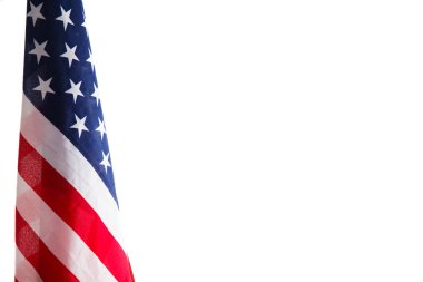 Amerikan bayrağı beyaz arka plan üzerinde izole. Nesneyi kapatın