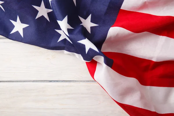 Amerikanische Flagge Hautnah Auf Dem Holztisch Gedenktag — Stockfoto