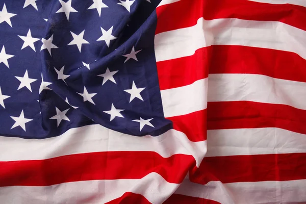 Bandera Americana Cerca Escritorio Madera Día Conmemorativo —  Fotos de Stock