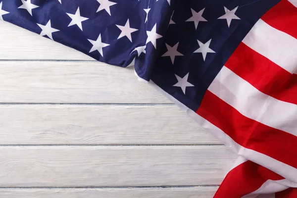 Американський Прапор Крупним Планом Столі Деревини День Пам Яті — стокове фото